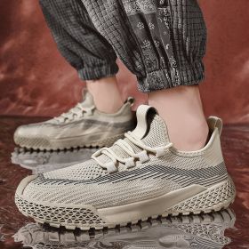 High Quality Mesh Sneakers Lightweight Breathable Casual Shoes Front Lace Up Hiking Running Outdoor Spring Summer Autumn Simple - Beige - 39