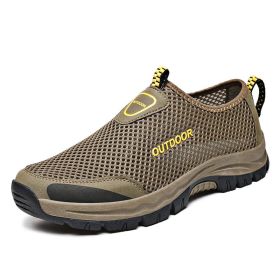 Mesh Men Casual Shoes Summer Outdoor Water Sneakers Men Trainers Non-slip Climbing Hiking Shoes Breathable Men's Treking Shoe - Auburn - 39