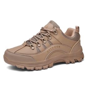 Outdoor Men Treking Shoes Breathable Climbing Hiking Sneakers Men Trainers Comfortable Walking Casual Shoes Men Camping Shoes - Khaki - 43