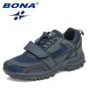 BONA 2022 New Designers Hiking Shoes Autumn Mountaineering Non-slip Footwear Men Trekking Sneakers Mansculino Walking Shoes - Deep blue S gray - 9.5