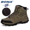 BONA New Designers Nubuck Hiking Boots Krasovki Tactical Shoes Men Outdoor Non-Slip Hiking Shoes Man Mountain Shoes Trendy - Medium grey black - 8