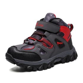 Winter Children Shoes Hiking Shoes Non-slip Sports Shoes Warm Outdoor Boys Boots Teenagers Mountain Climbing Trekking Sneakers - Red Hiking Shoes - 8