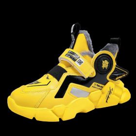 FLARUT Children Sports Shoes Winter Cotton Shoes Boys Non-slip Warmth Casual Sneakers Kids's Tenis Fashion Running Hiking Shoes - Yellow - 5.5