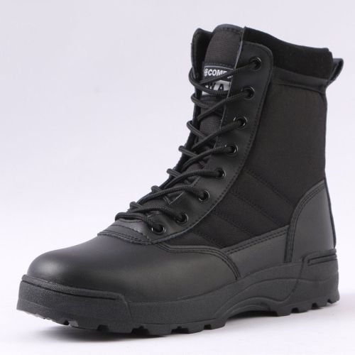 Men Boots Tactical Military Boots Special Force Desert Combat Army Boots Outdoor Hiking Boots Ankle Shoes Men Work Safty Shoes - Black - 44