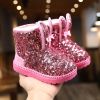 Winter Kids Boots for Girls Snow Boots Children Hiking Shoes Warm Plush Kids Pink Snow Boots Girls Rain Boots Running Shoes - Pink - 21