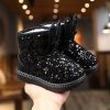Winter Kids Boots for Girls Snow Boots Children Hiking Shoes Warm Plush Kids Pink Snow Boots Girls Rain Boots Running Shoes - Black - 30