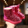 Winter Kids Boots for Girls Snow Boots Children Hiking Shoes Warm Plush Kids Pink Snow Boots Girls Rain Boots Running Shoes - Red - 25