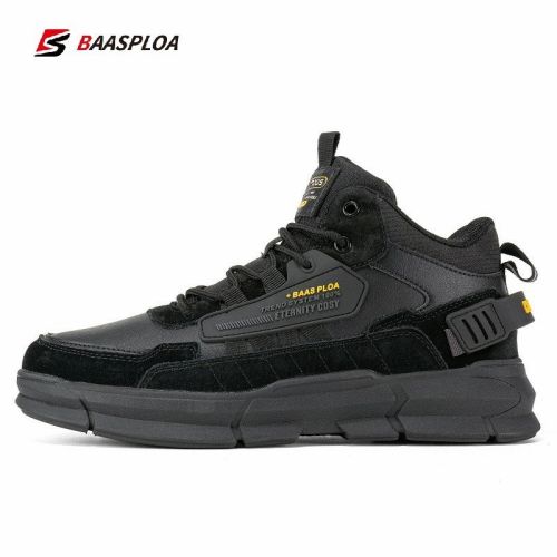 Baasploa Winter Men Cotton Shoes Leather Comfortable Hiking Shoes Waterproof Warm Outdoor Sneakers Non-Slip Wear-Resistant - A05-114707-HA - 45