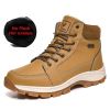 Brand Winter Leather Men Boots Plush Warm Men Snow Boots Outdoor Non-slip Hiking Boots Men Winter Shoes Men Sneakers Size 39-48 - No Plush Yellow - 9