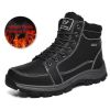 Brand Winter Leather Men Boots Plush Warm Men Snow Boots Outdoor Non-slip Hiking Boots Men Winter Shoes Men Sneakers Size 39-48 - Plush Black - 9.5