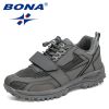BONA 2022 New Designers Hiking Shoes Autumn Mountaineering Non-slip Footwear Men Trekking Sneakers Mansculino Walking Shoes - Medium grey white - 10.5
