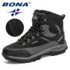 BONA 2022 New Designers Nubuck Shoes Men Outdoor Sports Tactical Male Boots Hiking Mountain Shoes Man Camping Climbing Footwear - Army green black - 8