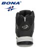 BONA 2022 New Arrival Action Leather Hiking Shoes Men Trekking Sneakers Mountain Plush Snow Boots Man Anti-Slippery Footwear - White D blue yellow - 8