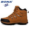 BONA New Designers Popular Trekking Shoes Men Leather Climbing Sport Sneakers Man Zapatillas Outdoor Hombre Hiking Shoes - Charcoal grey S gray - 10.5