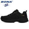 BONA 2022 New Designers Popular Hiking Shoes Man Nubuck Leather Mesh Outdoor Men Sneakers Climbing Shoes Men Sport Shoes Trendy - Deep blue red - 9