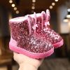 Winter Kids Boots for Girls Snow Boots Children Hiking Shoes Warm Plush Kids Pink Snow Boots Girls Rain Boots Running Shoes - Black - 30