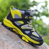 Kids Hiking Shoes Sport Shoes For Boys Teenagers Antiskid Running Shoes Walking Mountain Climbing Footwear Basket Flats Sneakers - yellow - 2.5