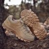 Outdoor Men Treking Shoes Breathable Climbing Hiking Sneakers Men Trainers Comfortable Walking Casual Shoes Men Camping Shoes - Khaki - 44